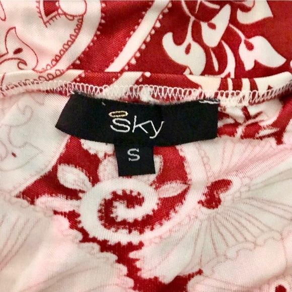 1 Sky Brand Red and White Paisley Print Bling Chain Halter Top Size Small ❤️✨ - Picture 2 of 8